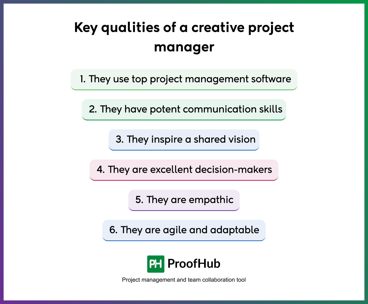 Key qualities of a creative project manager