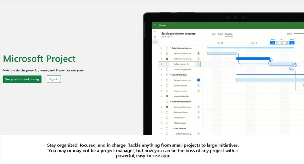 Microsoft Projects - Best for project planning and scheduling