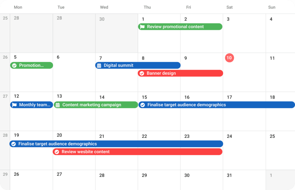 Calendar view