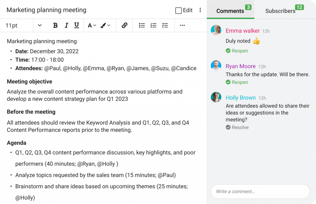 Collaborate on shared notes and make edits at the same time with ProofHub notes