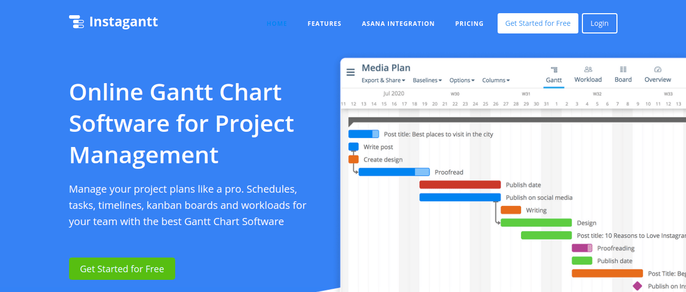 Marketing gantt chart software Instagantt