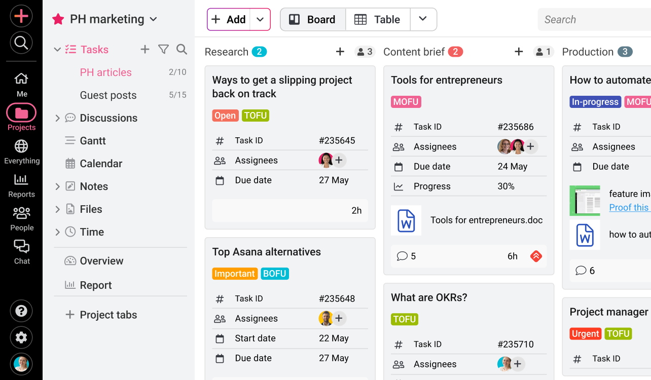 Plan, execute and deliver data in an organized way with ProofHub’s table view