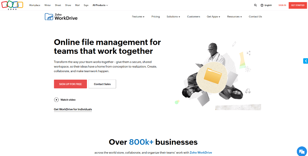 Zoho WorkDrive as a Best for large-scale content collaboration tool   